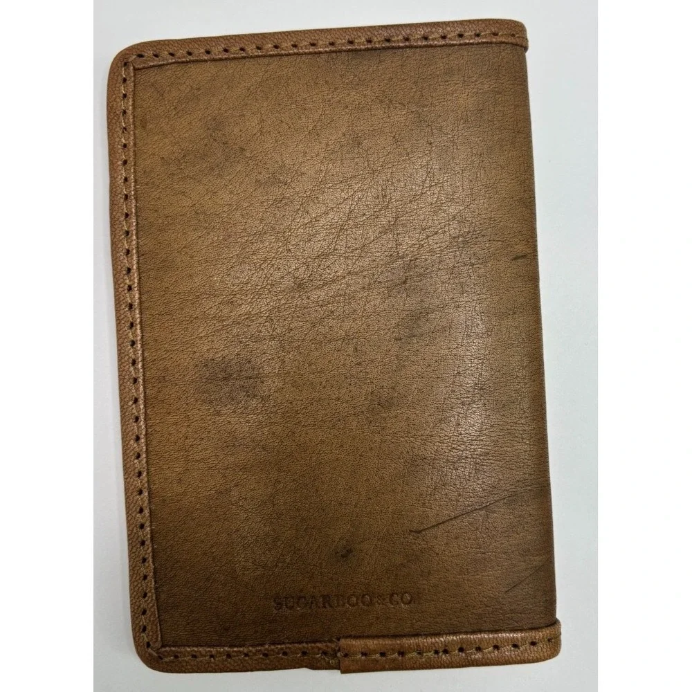 Sugarboo & Co Tan Leather Passport Notebook Cover Peter Pan Quote To Live Will